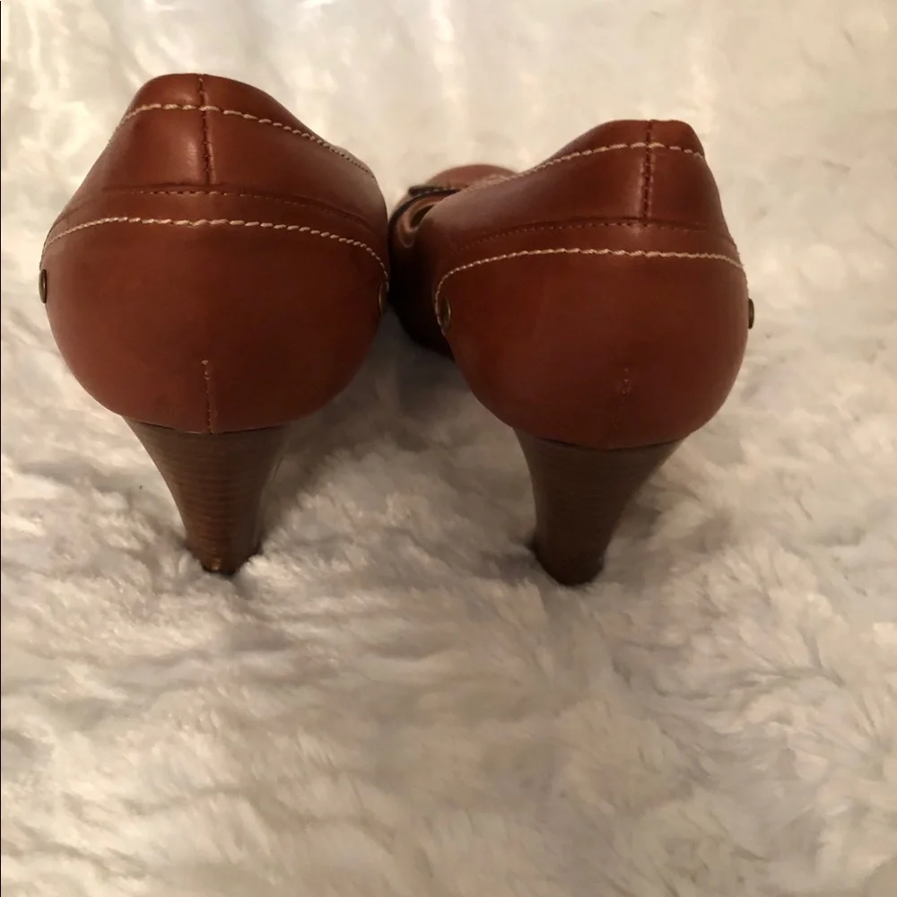 COACH Vintage Vivanna Calf Leather 3” Heels with White Stitching 11B - Picture 3 of 8